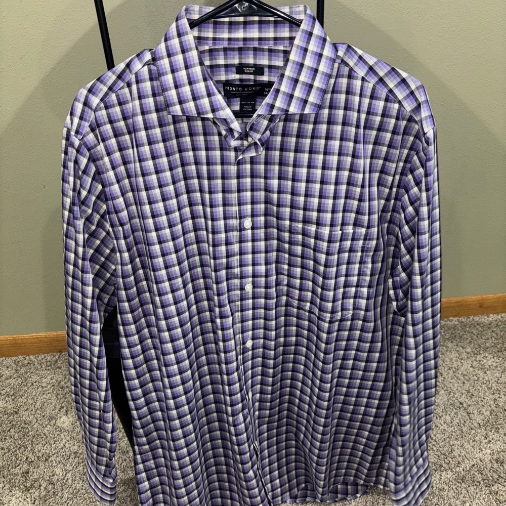 Pronto Uomo Purple Plaid Casual Shirt